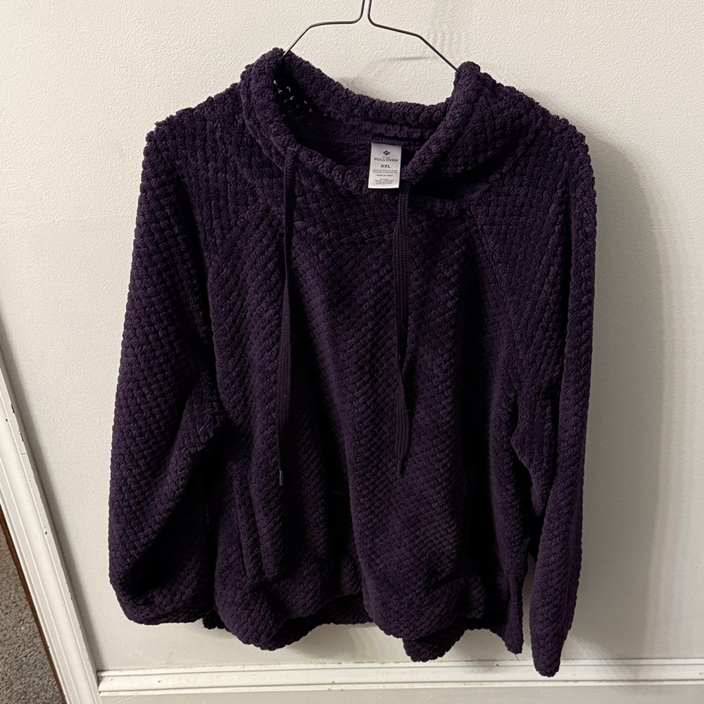 Elegant Dark Purple Cowl Neck Sweater